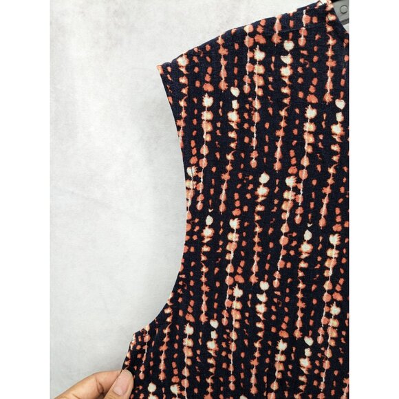 Halston Dot Striped Blossom Belted Dress Women Size XL Office Capsule Timeless - Picture 4 of 12